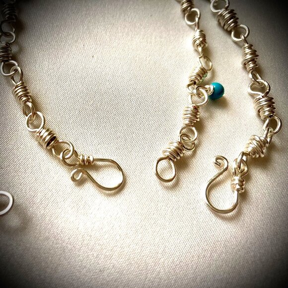 Silver Tone Long-Distance Relationship Bracelets, Turquoise gemstone set of two - Picture 8 of 16